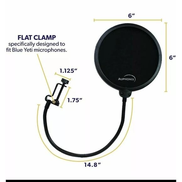 Auphonix Microphone Pop Filter (MPF-2) 6-inch Diameter Mesh Filter - Picture 2 of 8